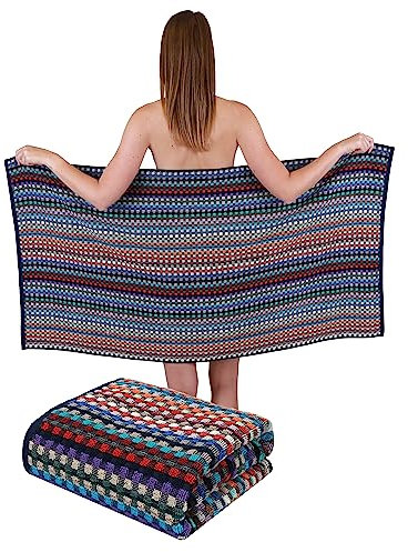 Betz 2 Stück Badetücher XXL Duschtücher Saunatuch Badetuch 100% Baumwolle Duschtuch Karo BUNT Größe 70 x 140 cm