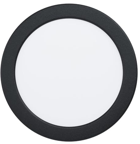 Eglo Fueva 6 Foco LED empotrable redondo para baño, lámpara de baño de plástico en negro, foco empotrable plano, color de luz blanco cálido y frío, IP44, diámetro de 16,6 cm