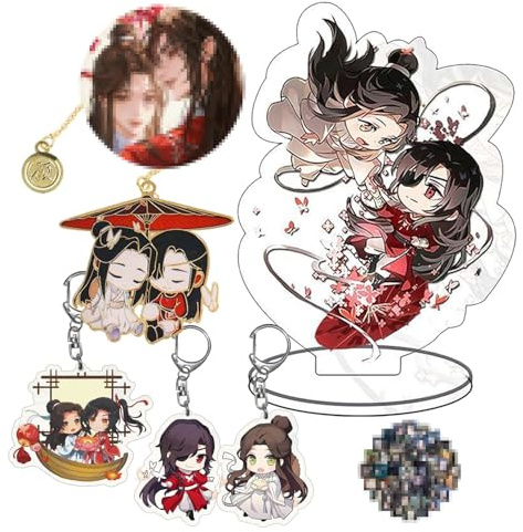 Heaven Blessing bokmärkesset Hua Cheng Xie Lian akrylstativ dekoration anime nyckelkedjor cosplay tillbehör märke med klistermärken 16 stycken