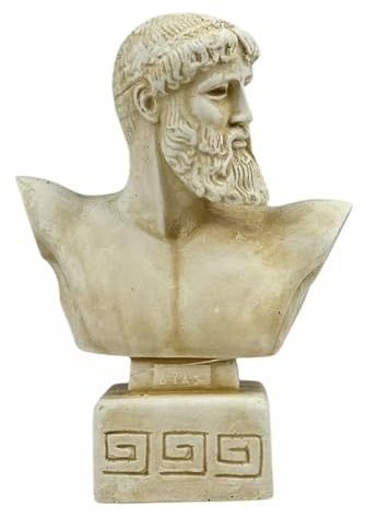 Statua greca romana re dio Zeus Giove busto testa in gesso duro scultura