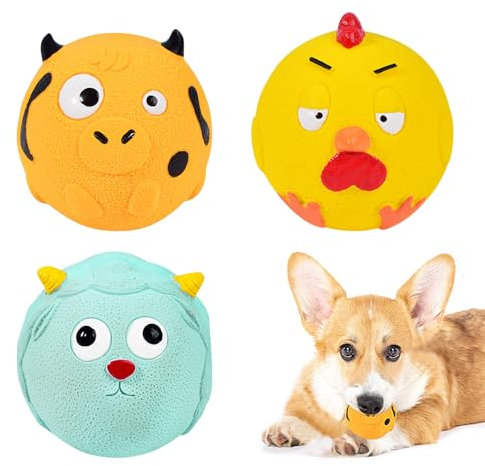 PORUPAEL 3 Pack Quietschendes Spielzeug für Hunde, Quietschen Latex Hundespielzeug, Soft Latex Sound Toys mit Quietschspielzeug interaktives Abrufspiel Interaktives Spiel für kleine Hunde