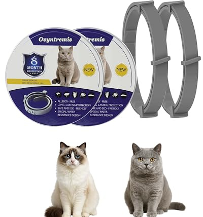 2 Pack Cat Collar, Natural Essential Oils, Waterproof & Adjustable, 16-Month Protection for Cats Over 7 Weeks