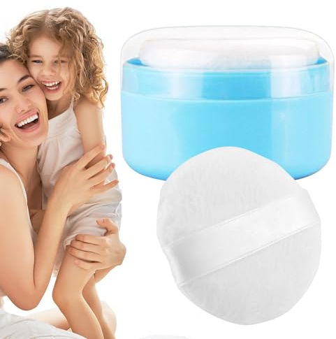 Contenedor de polvo corporal, almacenamiento portátil para polvo de baño, soporte recargable de 3.5 x 3.5 x 2.36 pulgadas con soplo , tapa segura para talco y polvo suelto, dispensador apto para