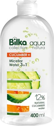 Bilka Collection Mizellenwasser 3in1 Aqua Natura – Gesichtswasser, Make-up Entferner & Reiniger mit Bio-Gurkenwasser, Active Micelles, D-Panthenol, Alkoholfrei, 400 ml