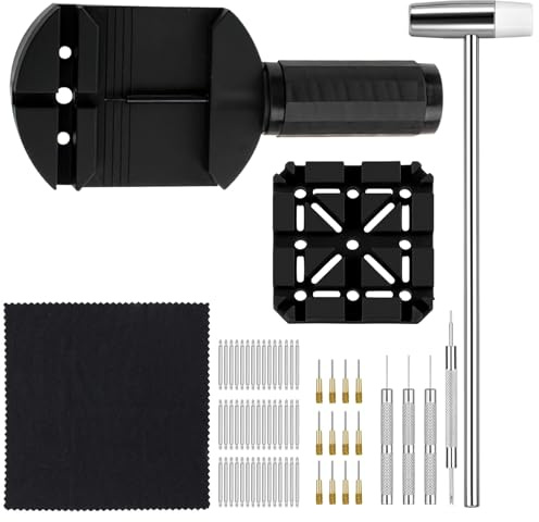 TPTGIAR 124-tlg Uhrenwerkzeug Batteriewechsel Set: Uhrmacherwerkzeug Set, Uhr Batteriewechsel Werkzeug mit Uhrenregulatoren Uhrenstifte Hämmer Federstege für Uhrenarmbänder Kürzen
