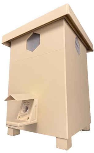 Premium humlahus med luftkonditionering, inkl. fågelbo och värmefleece i fåru, väderbeständigt och hållbart (beige)