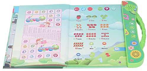 Riuulity Libro Interactivo de Sonido Electrónico de Aprendizaje de Español para Niños con Juegos y Mesas de Matemáticas, Juguete Educativo de Español para Niños, 10.0x9.1in