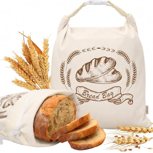 Cotabacuco Sac à Pain en Cire d'abeille en Coton, Garde Le Pain Frais et Respirant, Grand Format 43x33cm, pour la Conservation du Pain et des Baguettes, Organique et Lavable, Nature Lot de 2