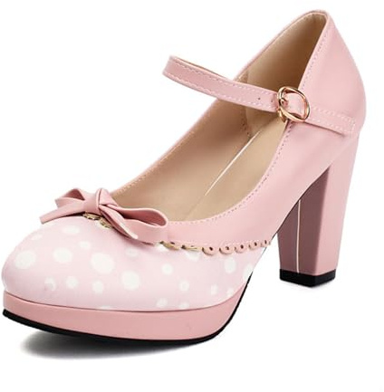 Scarpe Tradizionali con Tacco Scarpe da Ballo Grosse Scarpe da Sposa Scarpe da Ballo con Tacco a Blocco Ballerine Scarpe Eleganti con Tacco e Fibbia (39)