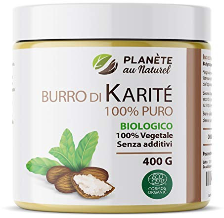 Burro di Karité Biologico - 400g - 100% Puro e Non Raffinato - Naturale e 100% Vegetale - Spremuto a freddo - Tutti i tipi di pelle - Planète au Naturel
