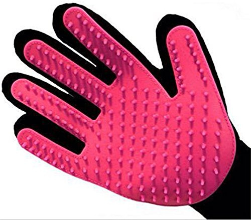 Gifts UK Pet Dog Cat Grooming Glove Deshedding Brush Fur Remover Mitt Left Right Hand (Pink (Right Hand))