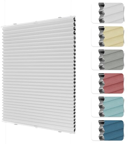 HOMEDEMO Wabenplissee Plissee ohne Bohren Klemmfix Verdunklung Thermo Zweifarbig Weiß 45 x 130cm(BxH) Faltrollo 100% Blickdicht, Sonnenschutz & Schallschutz Plisseerollo für Fenster & Tür