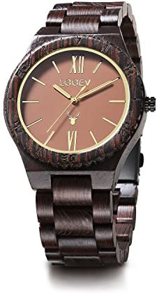 LeeEv Herren Holz Armbanduhr, Vintage Holzuhren, Analog, Japanisches Quarzwerk, Wasserdicht, Geschenkbox & Reparaturwerkzeug, Herren Geschenke