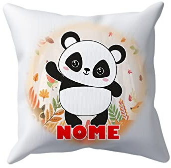 Cuscino Panda - NOME PERSONALIZZABILE - Piccolo Panda - Animali Simpatici - Cuscini 40X40 CM - Bambino - Idee Regalo