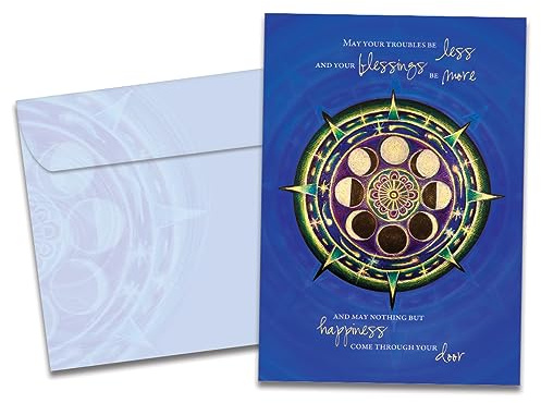 Tree-Free Greetings - New Year's Eve Greeting Cards - Artful Designs - 1 Card + Matching Envelopes - Made in USA - 100% Recycled Paper - 5x7 - New Year Mandala Irish Blessing (GO64233)