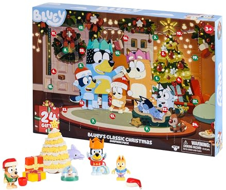 Bluey Advent Calendar Pack Toys for Girls and Boys, 24 Days of Surprises, Kids 2025 Advent Calendar w/Accessories, Stickers & Mini Christmas Tree