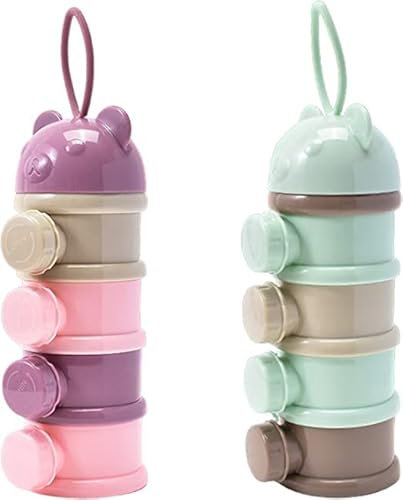 Lait En Poudre, Doseur Lait,doseur Bébé Distributeur En Poudre Portable, 4 Couches, Boîte Doseuse Lait En Poudre Bébé, Récipient Collation Empilable Anti-déversement, 2