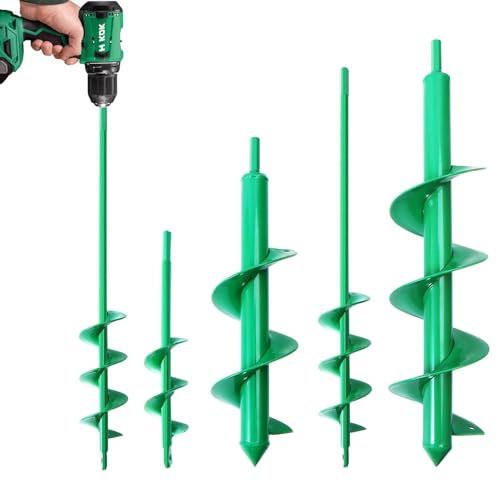 DOKOLES 4 Pack Garden Ground Earth Spiral Drill Bit for 3/8 Hex Drive Drill, Auger Drill Bits for Bulbs Planting, Hole Digger Flowers,Bedding Digging Plant Rapid Planter Tool