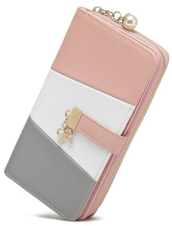 Miss Lulu Portefeuille Femme Long Clapet en PU,12 Emplacements pour Cartes,Motifs Secrets élégants,Idéal pour Shopping,Travail,Voyage et Sorties Quotidianes