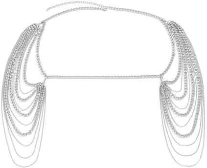 NICENEEDED Catena per Il Corpo della Spalla, Catene di Gioielli per Il Corpo con Collana Bikini Multistrato, Catene per Imbracatura per Il Corpo del Reggiseno Punk da Spiaggia per Donna