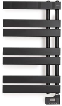 CREATE / Warm Towel Modern/Toallero Eléctrico de Pared Negro / 80x50 cm / 2 en 1, 6 Modos Funcionamiento, Pantalla LCD, Temporizador hasta 24h, 400W