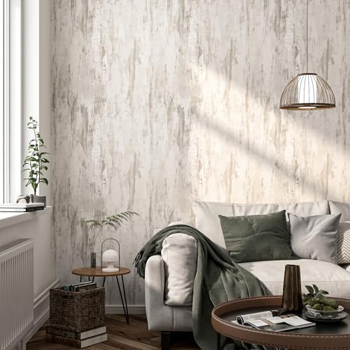 HelloWall Thick Beige Concrete Wallpaper Peel and Stick Beige Contact Paper for Bedroom Removable Cement Wallpaper Self Adhesive Vinyl Faux Concrete Contact Paper for Walls Kitchen Farmhouse 17.7x80