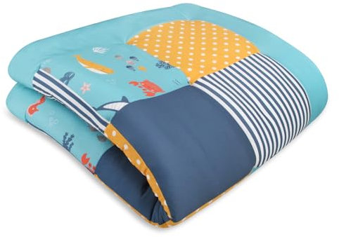 schlummersack Krabbeldecke – 100x100 cm – Dick gepolsterte Spieldecke für Babys – Ideal als Laufgittereinlage – Maschinenwaschbar – Design: Meerestiere