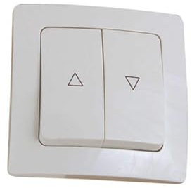 Doble pulsador con bloqueo, para control de persianas, permite subir y bajar fácilmente, aumentando la seguridad y comodidad en el hogar.