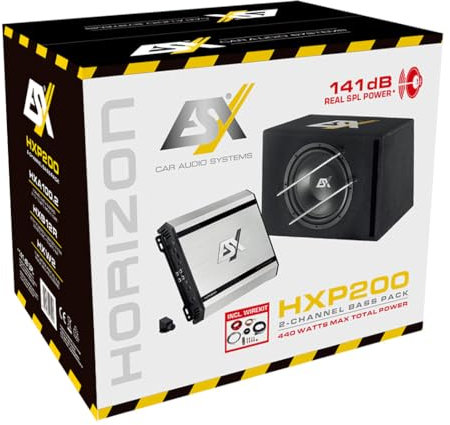ESX HXP400 | Pacchetto bassi a 4 canali con 800 W max | Sistema bass reflex singolo da 30 cm (12) e set di connessioni per amplificatore da 10 mmq