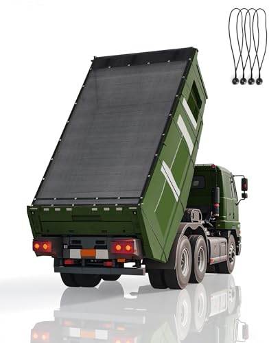 Heavy Duty 7' x 20' Dump Trailer Tarp by FoundGo Mesh Tarp with Grommets, Air-Flow System, 4 Elastic Cords & 2 Pockets for Truck Bed Cover Replacement
