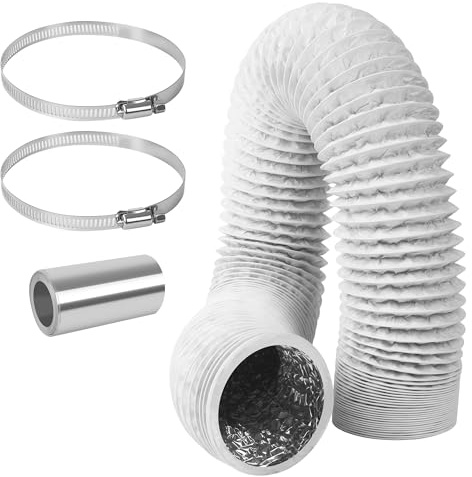 Tubo Flessibile Condizionatore Portatile Ø 100 mm, lunghezza 3 m, Tubo Condizionatore Portatile con 2 fascette stringitubo in acciaio inoxper condizionatori mobili, asciugatrici, cappe aspiranti