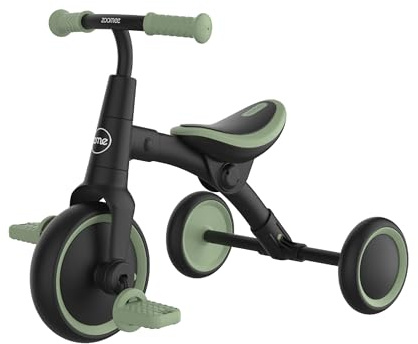 Zoomee Balance Bike to Trike, 2-in-1 Ride On Tricycle for Toddlers, With Adjustable Seat and Removable Pedals, Indoor & Outdoor Use, Ages 18 Months+, Forest Green, Develops Confidence & Motor Skills