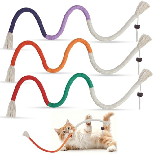 YUFETY 3 Pcs Catnip Chew Rope Toy for Cats - 60cm (23.6 Inches) Interactive Dental Toy for Teething Relief & Stress Relief for Kittens & Adult Cats