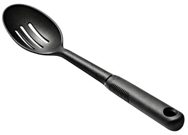 OXO Good Grips Geschlitzter Nylonlöffel – Hitzebeständig für Antihaft-Kochgeschirr – Ideal zum Rühren & Abseihen von Pasta, Gemüse