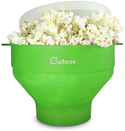 The Original Salbree Microwave Popcorn Popper, Silicone Popcorn Maker, Collapsible Microwavable Bowl - Hot Air Popper - No Oil Required - The Most Colors Available (Green)