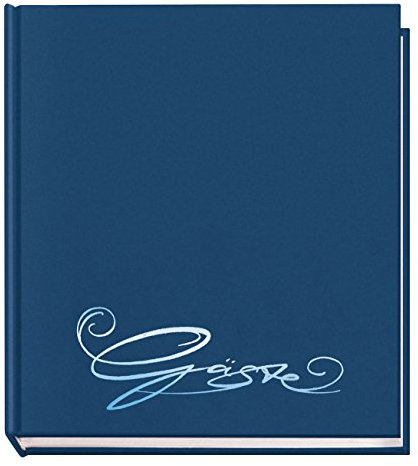 VELOFLEX 5420050 - Gästebuch Classic mit Prägung Gäste, 144 Seiten weißes blanko Papier, 205 x 240 mm, blau