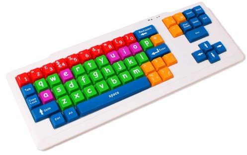 DURAGADGET Stora färgglada barn/speciella behov/synnedsatt PC-tangentbord PS2/USB – perfekt för undervisning/lärande hemma (mått: 470 x 180 x 15 mm)