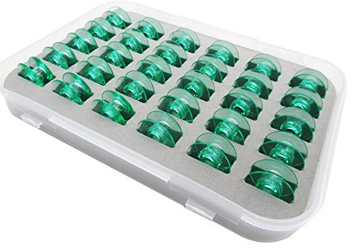 ckpsms Marke: #4123078-45 Klare grüne Spulen（Ohne Gewindeloch) kompatibel mit Viking Husqvarna Group 5 6 7 & White 5811, 5823, 5839, 7700, 9800 (30 Stück + Box)