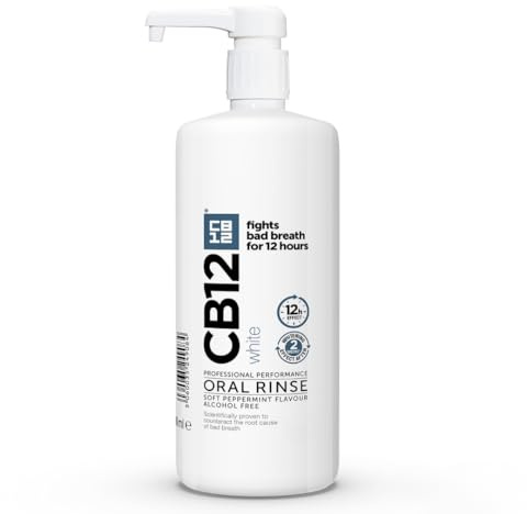 CB12 Whitening Mouthwash Alcohol Free for 12H Bad Breath Treatment 1 Litre | Whitening chlorhexidine mouthwash with fluoride. Neutralises bad breath for 12 hour freshness and helps whiten teeth