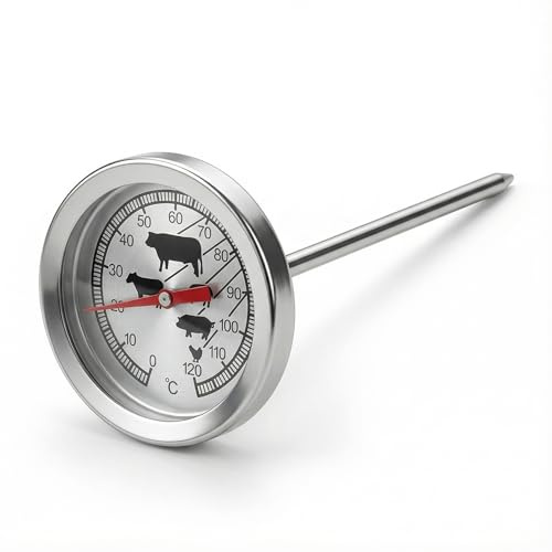MIJOMA Termometro da Cucina in Acciaio Inox - Per Carne, Forno, Grill, Bistecca e Pollame - Preciso, Semplice e Igienico - Accessori da Cucina
