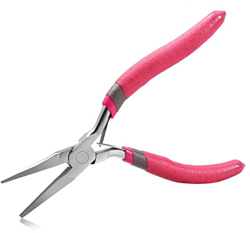 SPEEDWOX Alicates de punta de aguja de 6 pulgadas, mandíbula lisa y lisa, pinzas de precisión de nariz larga, mandíbulas planas, micro funcionales, alicates finos para hacer joyas de bricolaje