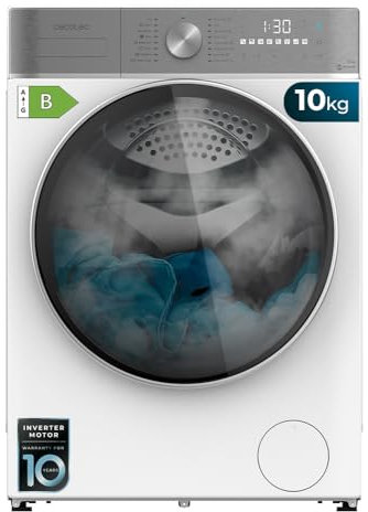 Cecotec Lavadora Secadora 10-6Kg Carga Frontal Bolero Wash&Dry 10680 Inverter B. 1400 rpm, 16 Programas, Motor Inverter Plus, SteamMax, OnSmart, Fuzzy Logic, SpaCare y Detector de Carga
