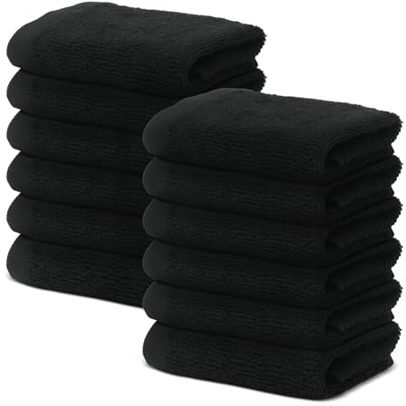 12 Stück Seiftücher 30x30 cm | Kleine Handtücher Set | Frottee Weich & Flauschig | 100% Baumwolle | Mini Frottier Washlappen Seiflappen | 500 g/m² | Oeko-Tex | Ôhm | Schwarz