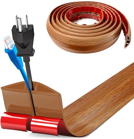 Protezioni per Cavi a Pavimento, 3.0M x5cm Autoadesivo Copricavi per Pavimento Passacavo a Pavimento Perfetti per Tutti i Cavi di Alimentazione a Casa, Ufficio,Scuola,Magazzino (Grana legno gialla)