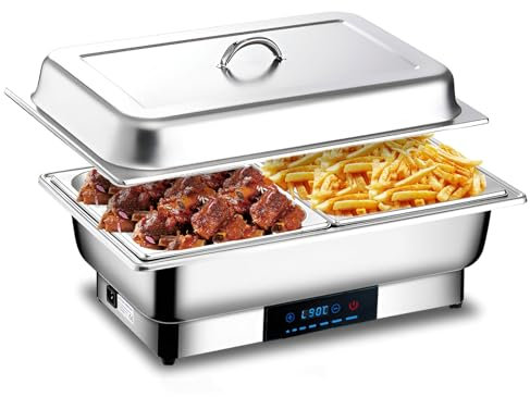 QUTBAG Réchaud électrique 600 W, serveurs de Buffet et réchauds en Acier Inoxydable avec température réglable de 35 °C ~ 90 °C, pour Restaurant, Restauration, fêtes, Mariages, Pique-niques