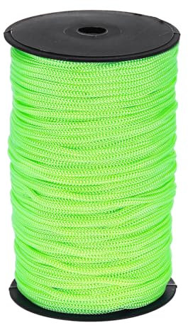 sourcing map 5mm Polypropylene Rope Braided Ropes, 100m Nylon Rope Hollow Utility Cord for Clothesline, Camping, Hiking, Outdoor, Fruit Green