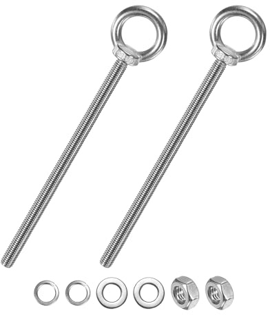 M METERXITY 2-Sets Stainless Eyebolt M10x198mm Shoulder Lifting Eye Bolt with Nuts Washers Male Screw Thread Ring Shoulder Eye Bolts Length 7.8 Inch for Suspending/Fastening