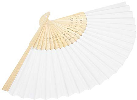 WPKD BLUEIY Ventagli Pieghevoli da 5 Pezzi, Ventaglio Pieghevole in Carta di Legno di Colore Puro Fai-da-Te Ventilatore Portatile Pieghevole Estate Giornata Calda Ventaglio Pieghevole (Bianco)