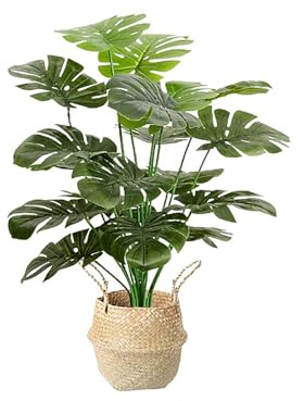 SARKEY Stor konstgjord växt, tropisk monstera palmträd i krukan, realistisk konstgjord växt för inomhus och utomhus, perfekt dekoration för hem, trädgård och kontor (70 cm)