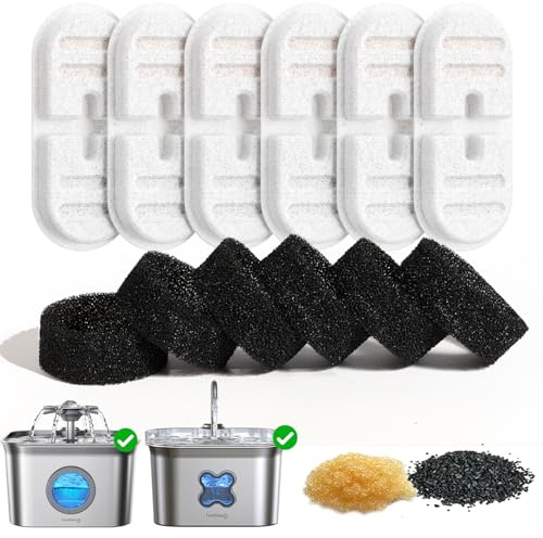 6 Piezas de Filtro y 6 Piezas de Esponjas Filtrantes de Repuesto